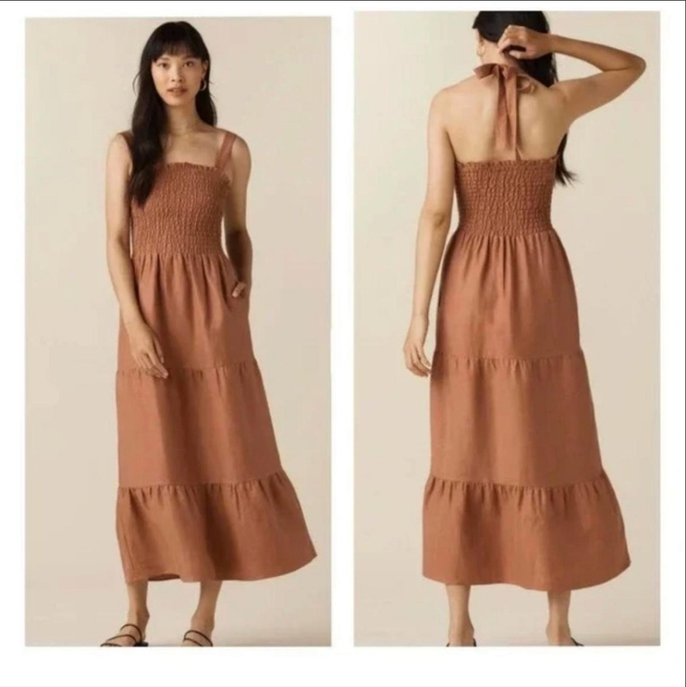 Vesta size M Capsule Smocked Tiered Midi in Terracotta Orange